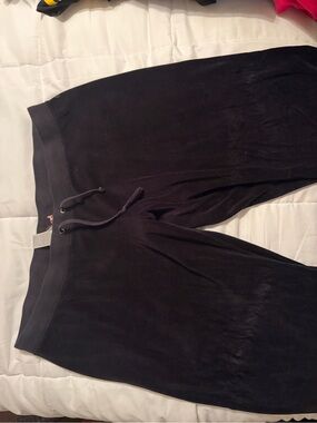 Vintage y2k Juicy Couture Black Cozy velvet suede Drawstring Sweatpants